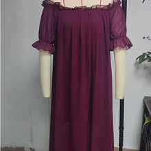 Load image into Gallery viewer, Home Dress Off Shoulder Sheer Nightgown V-neck Ruffle Mesh Nightdress Transparent Short Sleeve Long Sleeping Dress Sleep
