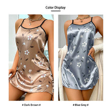 Load image into Gallery viewer, Women's Sleepdress Satin Floral Print Nightdress Comfortable Spaghetti Strap Sleepwear Dress Luxurious Satin Slip Nightdress
