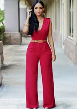 Load image into Gallery viewer, Elegant Deep V Wrap Jumpsuit

