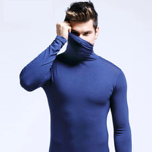 Load image into Gallery viewer, Slim Black Turtleneck Tee Men
