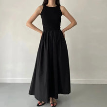 Load image into Gallery viewer, Female Fashion Style Dress New Summer Simple Elegant Black Long Dresses For Women Round Neck Sleeveless High Waist Temperament
