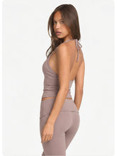 Load image into Gallery viewer, 2 Piece Yoga Set Women Foldover Waist Flare Pants Bell Bottoms Tank Top Matching Set Gym Workout Fitness Wear Lounge Wear Suit

