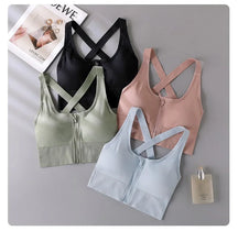Load image into Gallery viewer, High-strength Shockproof Front-zip High Elasticity Anti-sagging Plus-size 100% Nylon High Support Seamless Sports Bra Beautiful
