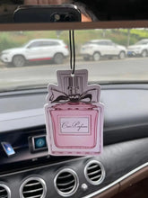 Load image into Gallery viewer, Perfume Bottle Pattern/Freesia Fresh Scent Five-Star Unisex Car Perfume and Non-Toxic Air Freshener |   Natural Essential Oils and Aromatherapy Scent Tablets (Noroili/Grapefruit/Cedar) |   Hanging Type and Dual-Purpose as a V
