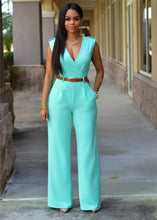 Load image into Gallery viewer, Elegant Deep V Wrap Jumpsuit
