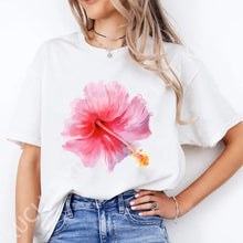 Load image into Gallery viewer, Pink Hibiscus Casual Y2K Tee
