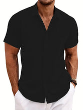 Load image into Gallery viewer, Mens Golf Shirts for Men Summer Beach Loose Shirt Button Down Short Sleeve Blouses Solid Print Casual Linen Shirts Streetwear
