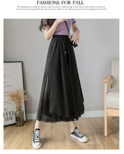 Load image into Gallery viewer, Women Pants Culottes Elastic Wide Leg Irregular Hem Double Layers Korean Trousers Summer Casual Loose Pleated Pants
