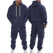 Load image into Gallery viewer, Men's Heavyweight Fleece-Lined Casual Tracksuit Set for Winter - Loose-Fit, Half-Zip, 2-Piece Workwear Style
