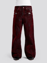 Load image into Gallery viewer, Mens Ins Style Jeans Fashion New American Vintage Flocked Flared Denim Pants Harajuku Unisex Loose Fit High Street Streetwear
