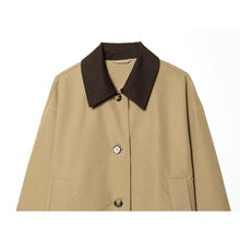 Load image into Gallery viewer, Women's Short Trench Coat with Contrast Collar New Spring Turn Down Collar Long Sleeve Button Women Coats Chic Female Jackets

