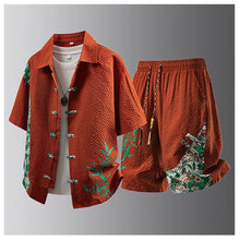 Load image into Gallery viewer, Summer Tracksuits Men Traditional Chinese Style Suit Shirt Shorts Tang Suit Male Fashion Casual Summer Sets

