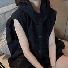 Load image into Gallery viewer, Women Hooded Vests Coats Single Breasted Loose Casual Tops Spring Autumn Korean Simple All-match Breathable Waistcoat
