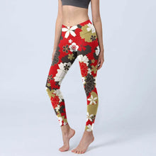 Load image into Gallery viewer, High Waist Yoga Leggings Japanese Style Cherry Blossom Botanical Print Soft Tights Women Fitness Gym Yoga Running Sports Wear
