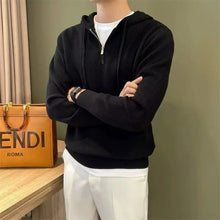 Load image into Gallery viewer, Hooded New Internet Celebrity Men's Sweater Versatile Popular Autumn Winter Solid Color Zipper Bottoming Trendy Hoodies Casual
