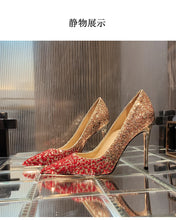 Load image into Gallery viewer, Heels for Women Luxury Women's High Heels Pointed Toe Glitter Red Designer Pumps Wedding Bridal Valentine Ladies Shoes Women
