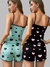Load image into Gallery viewer, Heart Print Cami Pajama Set
