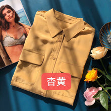 Load image into Gallery viewer, Women Real Silk Shirts Classic Double Pockets Solid Color Casual Fashion Long Sleeve Thin Shirt Blouses Tees
