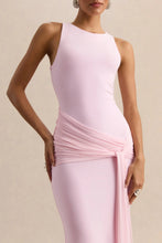 Load image into Gallery viewer, Elegant Mermaid Evening Dress Draped Detachable Cape Sleeveless Bodycon Maxi Gown Wedding Party Elegant Draped Formal Dress
