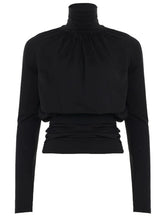 Load image into Gallery viewer, Elegant Black Turtleneck Tee Women
