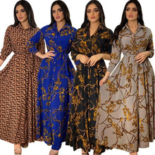 Load image into Gallery viewer, Women's Fashion  New Sexy Elegant Dress Temperament Digital Printing Long Shirt Dress Ladies Elegant Commuter Casual Dress
