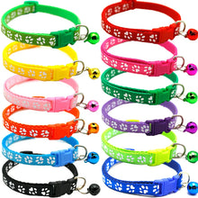 Load image into Gallery viewer, Pet Collar With Bell Cartoon Footprint Colorful Dog Puppy Cat Accessories Kitten Collar Adjustable Safety Bell Ring Necklace Pet

