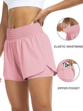 Load image into Gallery viewer, Women's high-waisted athletic shorts for running, yoga, layered design, anti-exposure, fitness, and workout with pockets
