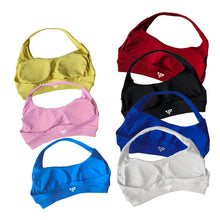 Load image into Gallery viewer, KEEP THAT PUMP Strappy Sports Bra With Logo High Support Womens Yoga Seamless Workout Top Elasticity Fitness Running Gym Bras
