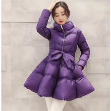 Load image into Gallery viewer, 2023 New Fashion Winter Coats Women Warm Outerwea Cotton Padded Jackets Womens Clothing Belt Zipper Parkas Femme A-word Jacket
