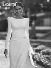 Load image into Gallery viewer, Modern Satin Scoop Neck Wedding Gown
