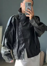 Load image into Gallery viewer, Black Faux Leather Moto Jacket
