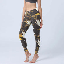 Load image into Gallery viewer, High Waist Yoga Leggings Japanese Style Cherry Blossom Botanical Print Soft Tights Women Fitness Gym Yoga Running Sports Wear
