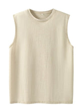 Load image into Gallery viewer, 2025 Summer New Men's Washed Cotton Tank Tops Muscle Gym Sleeveless Workout T Shirts Running Beach Loose Cutoff Tees
