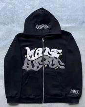 Load image into Gallery viewer, Hooded zipper hoodie with retro American-style letters, unisex, suitable for pairing with a millennial-style jacket

