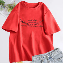 Load image into Gallery viewer, Women's T-shirt Never Be So Clever You Forget To Be Kind Marjorie Lyrics T Shirt Women Cotton Short Sleeve T-shirts Streetwear
