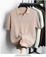 Load image into Gallery viewer, 100% Cotton Short-sleeved POLO Shirt Men's Lapel Knitted T-shirt High-end Casual Bottoming Versatile Men's Short-sleeved Men's T
