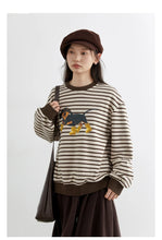 Load image into Gallery viewer, Striped Dog Print Loose Tee
