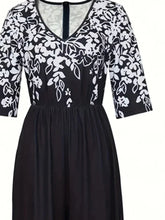 Load image into Gallery viewer, Plus Size 1XL-5XL Women Fashion  Short Sleeve Printed Jumpsuit Ladies V-Neck Pocket Detail  Floral Print Jumpsuit
