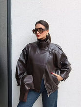 Load image into Gallery viewer, Black Faux Leather Moto Jacket
