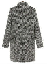 Load image into Gallery viewer, Women's Woolen Coat  Arrive European Female Spring European Leg Houndstooth Windbreaker Jacket Plus Size Long Winter Coat
