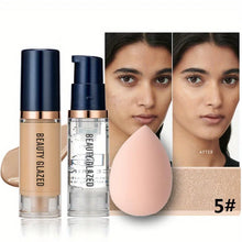 Load image into Gallery viewer, BEAUTY GLAZED 3Pcs Face Makeup Set, Matte Long Lasting Waterproof Liquid Foundation+Primer+Puff

