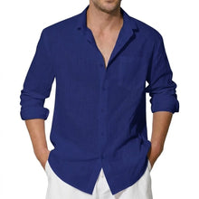 Load image into Gallery viewer, Men's Long Sleeve Cotton Shirts Luxury Linen T Shirts Breathable Elegant TShirts Men's Shirts for Men Hawaiian Tshirt Lapel Tee
