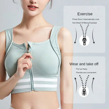 Load image into Gallery viewer, Sports Bras Zip Front For Women With Full Coverage Removable Padded Shockproof Yoga Underwear Workout Bra Running Fitness Vest
