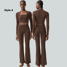 Load image into Gallery viewer, Women Two Pieces Fitness Yoga Set Solid Color Long Sleeve Gym Sportswear Breathable Quick Dry Workout Clothes Female Suit
