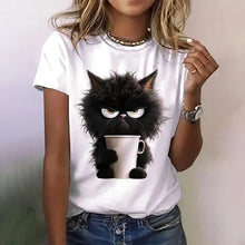 Load image into Gallery viewer, Kawaii Cat Graphic Summer Tee
