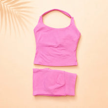 Load image into Gallery viewer, Women Seamless Yoga Set Halter Sports Bra Scrunch Butt Shorts 2 Piece Gym Workout Fitness Activewear High Waist Athletic Outfit
