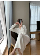 Load image into Gallery viewer, French Knit V-Neck Midi Dress
