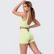 Load image into Gallery viewer, New Woman Yoga Set Color Blocking Sexy Sport Bra Yoga Underwear with Chest Pad High Waist Stripe Running Fitness Shorts Yoga Set
