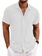 Load image into Gallery viewer, Mens Golf Shirts for Men Summer Beach Loose Shirt Button Down Short Sleeve Blouses Solid Print Casual Linen Shirts Streetwear
