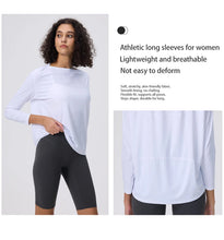 Load image into Gallery viewer, Yoga Long Sleeve Workout Top Running Clothes Physical Shirts &amp; Blouses Top Fitness Loose T-shirt Clothing Sportswear Woman Gym
